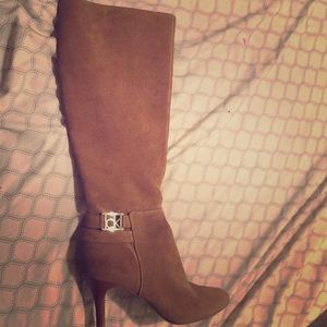 Calvin Klein knee high heel boots (brown)